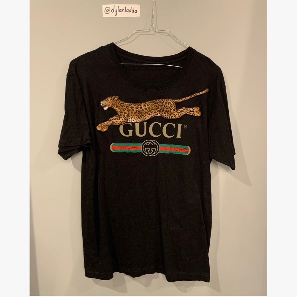 Gucci Oversize washed T-shirt with Gucci leopard